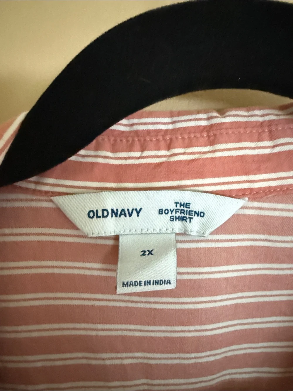 Old Navy Striped Boyfriend Shirt in Rose and White - Picture 2 of 3